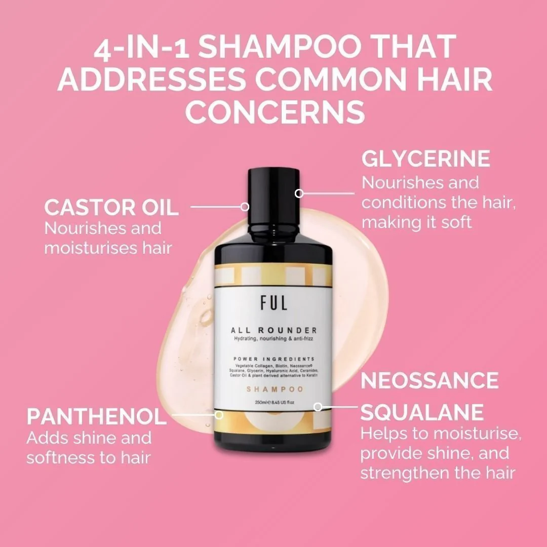 FUL All-Rounder Shampoo 250ml – Sulphate-Free Cleanser for Dry, Damaged & Frizzy Hair - Image 5