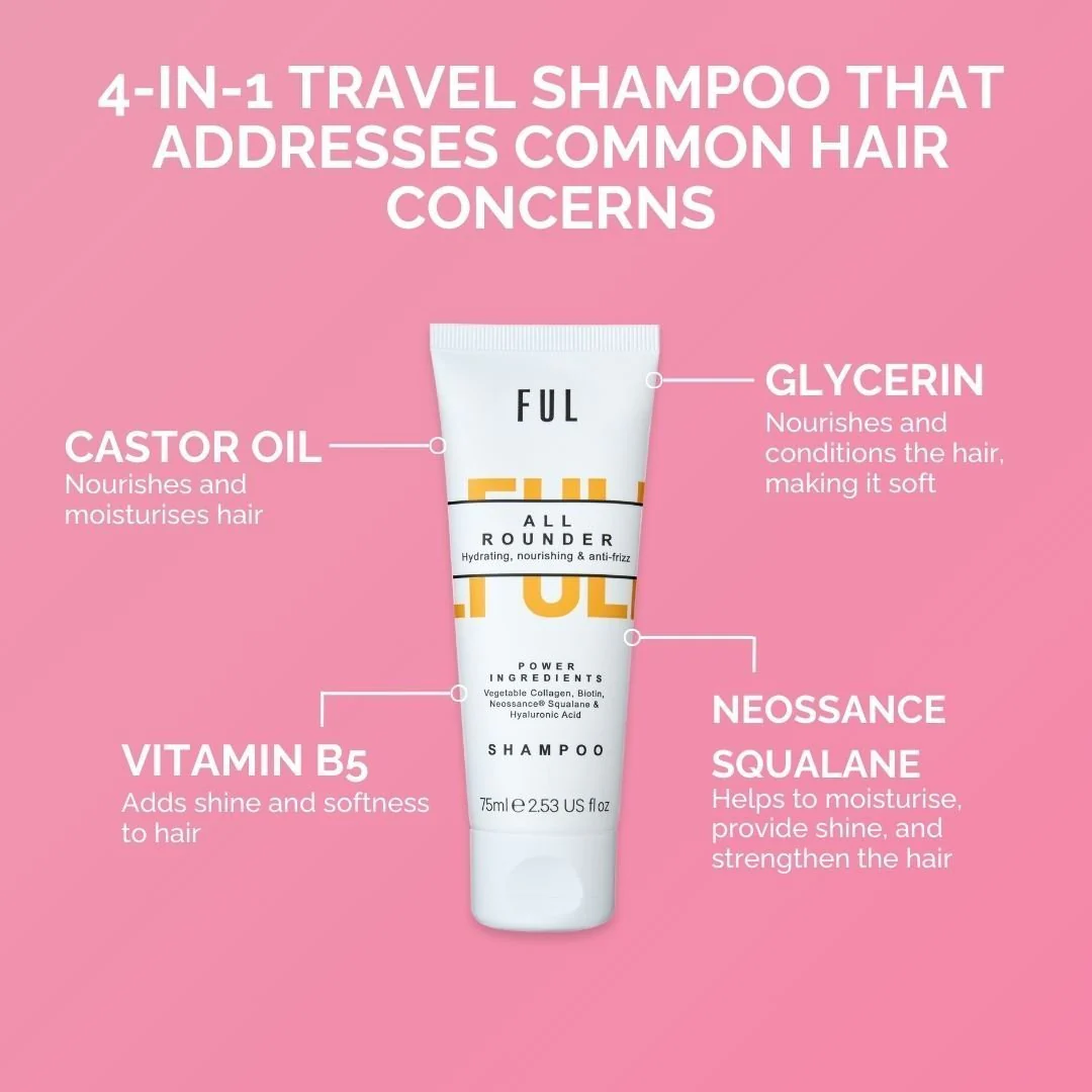 FUL All-Rounder Shampoo Mini 75ml – Sulphate-Free Cleanser for Dry, Damaged & Frizzy Hair - Image 3