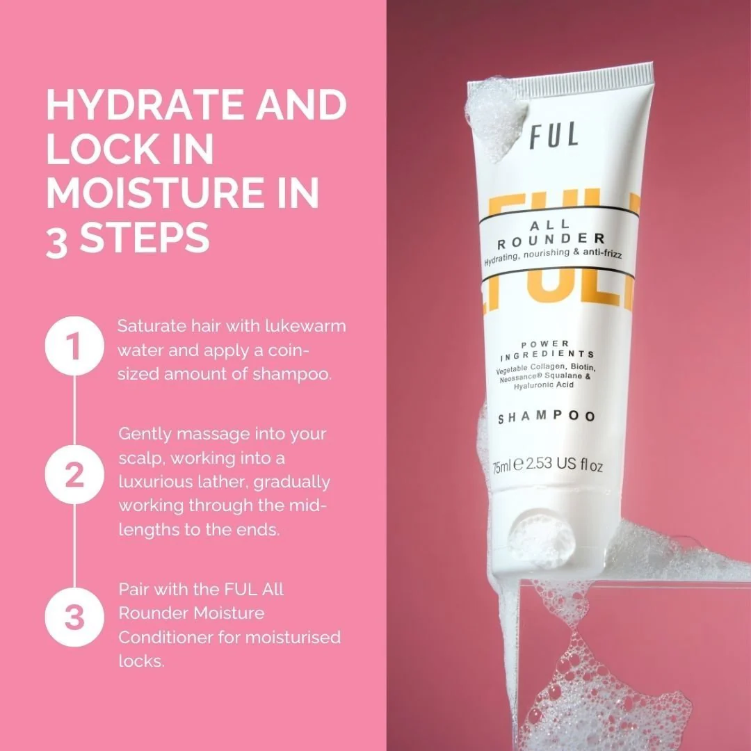 FUL All-Rounder Shampoo Mini 75ml – Sulphate-Free Cleanser for Dry, Damaged & Frizzy Hair - Image 4